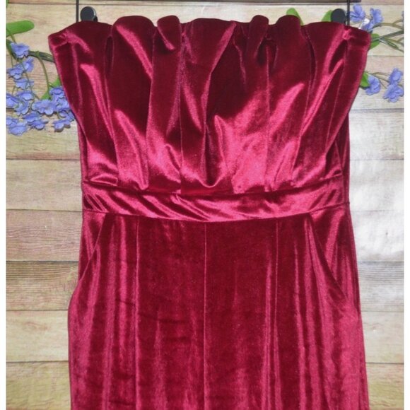 NWT Entro Womens M Fuchsia Velvet Wide Leg Jumpsuit Pleated Bust Sexy Night Out - Picture 2 of 12